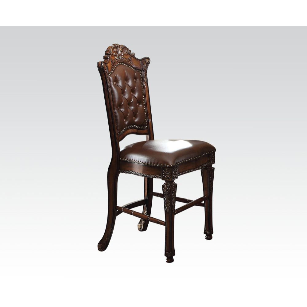 Vendome Counter Height Chair (Set-2) in Synthetic Leather & Cherry Finish
