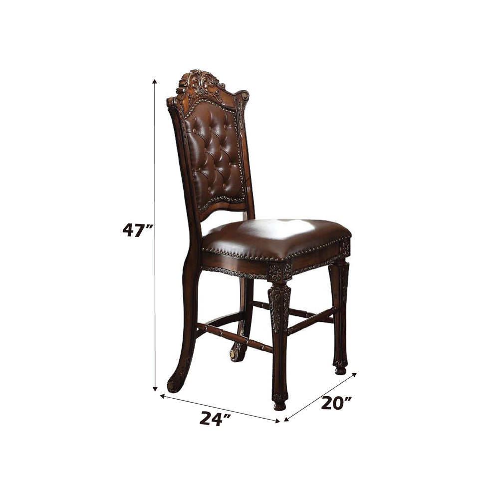 Vendome Counter Height Chair (Set-2) in Synthetic Leather & Cherry Finish - dimensions