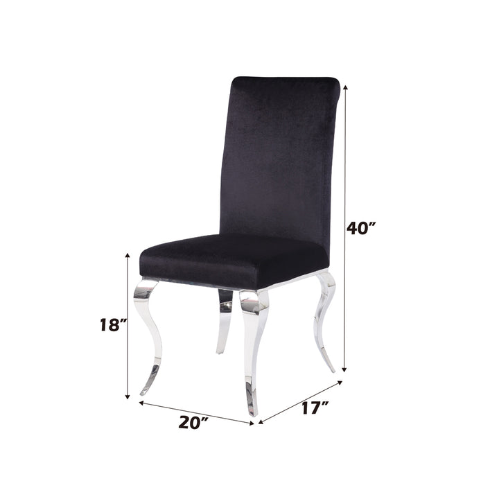 Fabiola Side Chair (Set-2) in Fabric &amp; Stainless Steel - dimensions