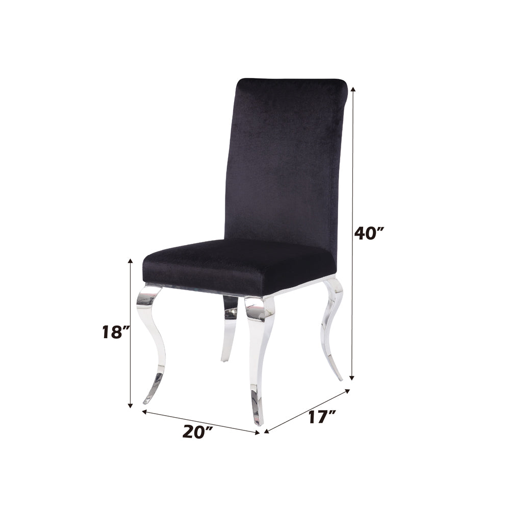 Fabiola Side Chair (Set-2) in Fabric & Stainless Steel - dimensions