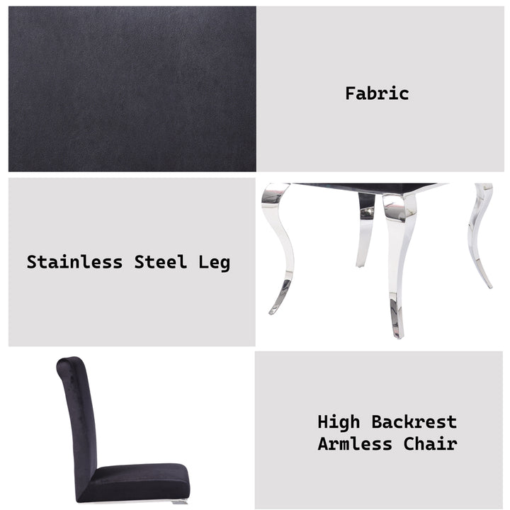 Fabiola Side Chair (Set-2) in Fabric &amp; Stainless Steel - features