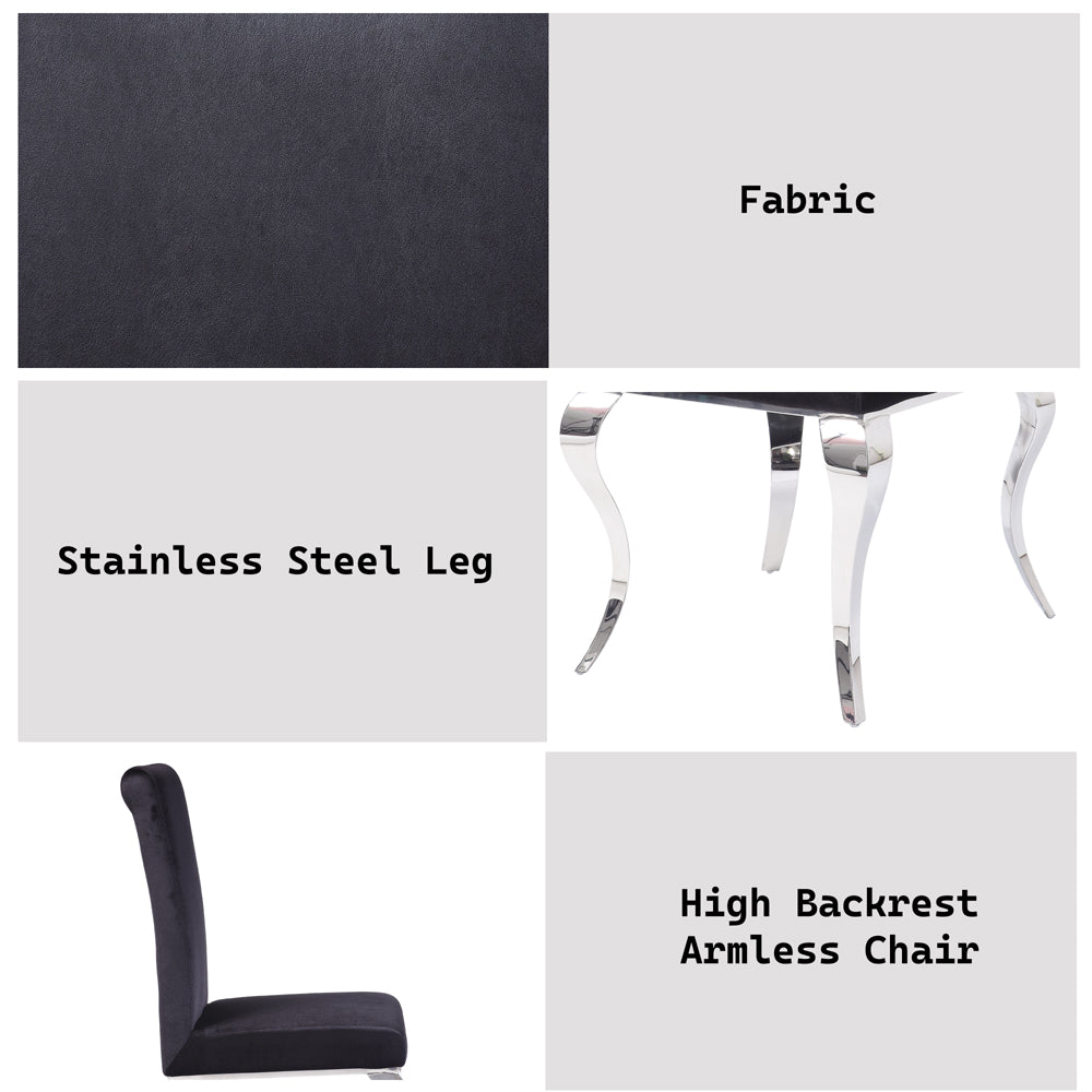 Fabiola Side Chair (Set-2) in Fabric & Stainless Steel - features