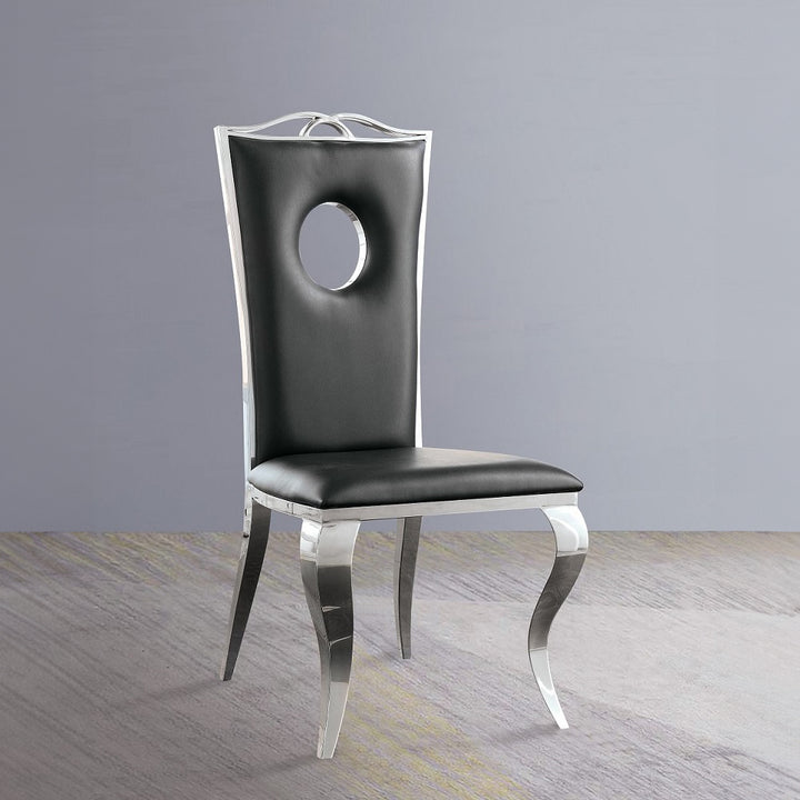 Cyrene Side Chair (Set-2) in Leatherette &amp; Stainless Steel