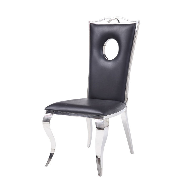 Cyrene Side Chair (Set-2) in Leatherette &amp; Stainless Steel