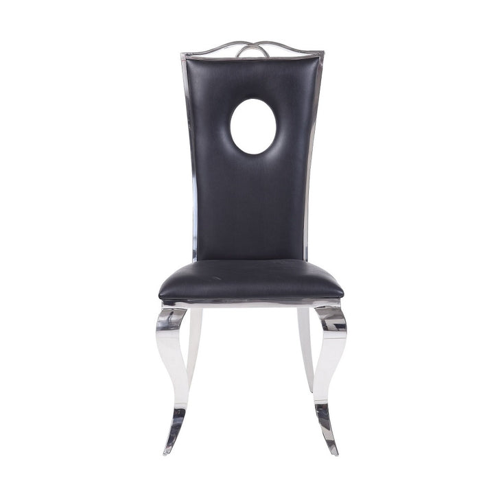 Cyrene Side Chair (Set-2) in Leatherette &amp; Stainless Steel
