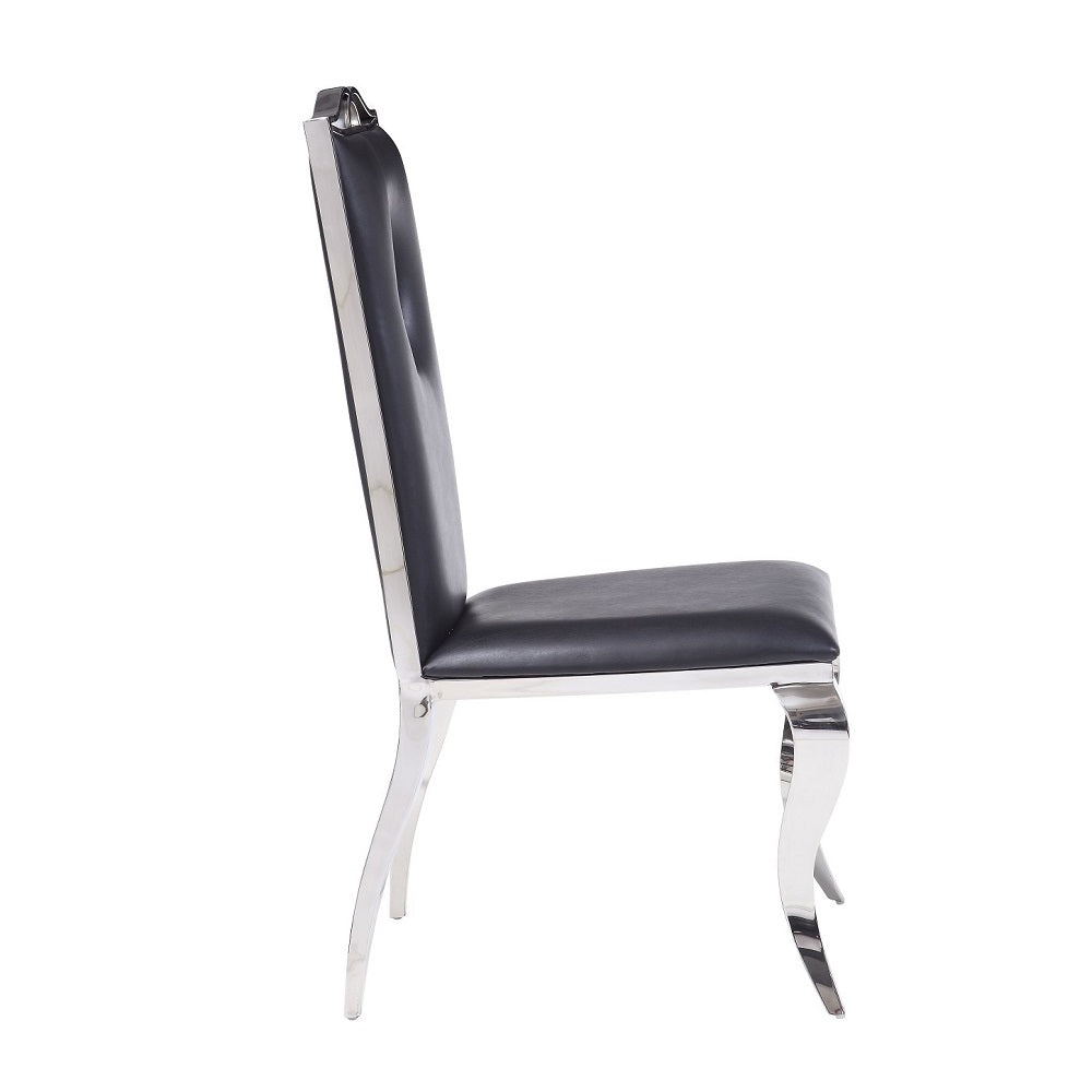 Cyrene Side Chair (Set-2) in Leatherette & Stainless Steel
