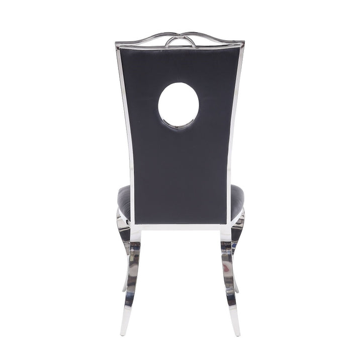 Cyrene Side Chair (Set-2) in Leatherette &amp; Stainless Steel