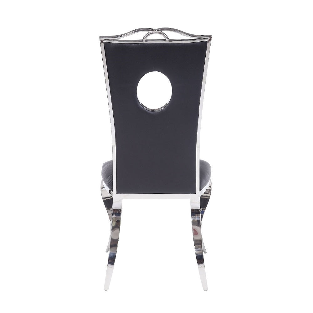 Cyrene Side Chair (Set-2) in Leatherette & Stainless Steel