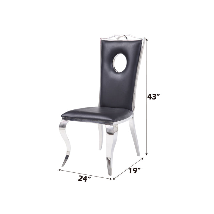 Cyrene Side Chair (Set-2) in Leatherette &amp; Stainless Steel - dimensions