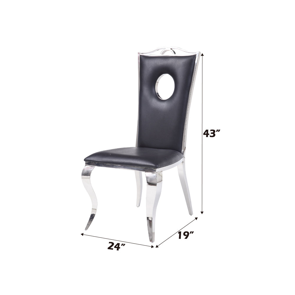 Cyrene Side Chair (Set-2) in Leatherette & Stainless Steel - dimensions