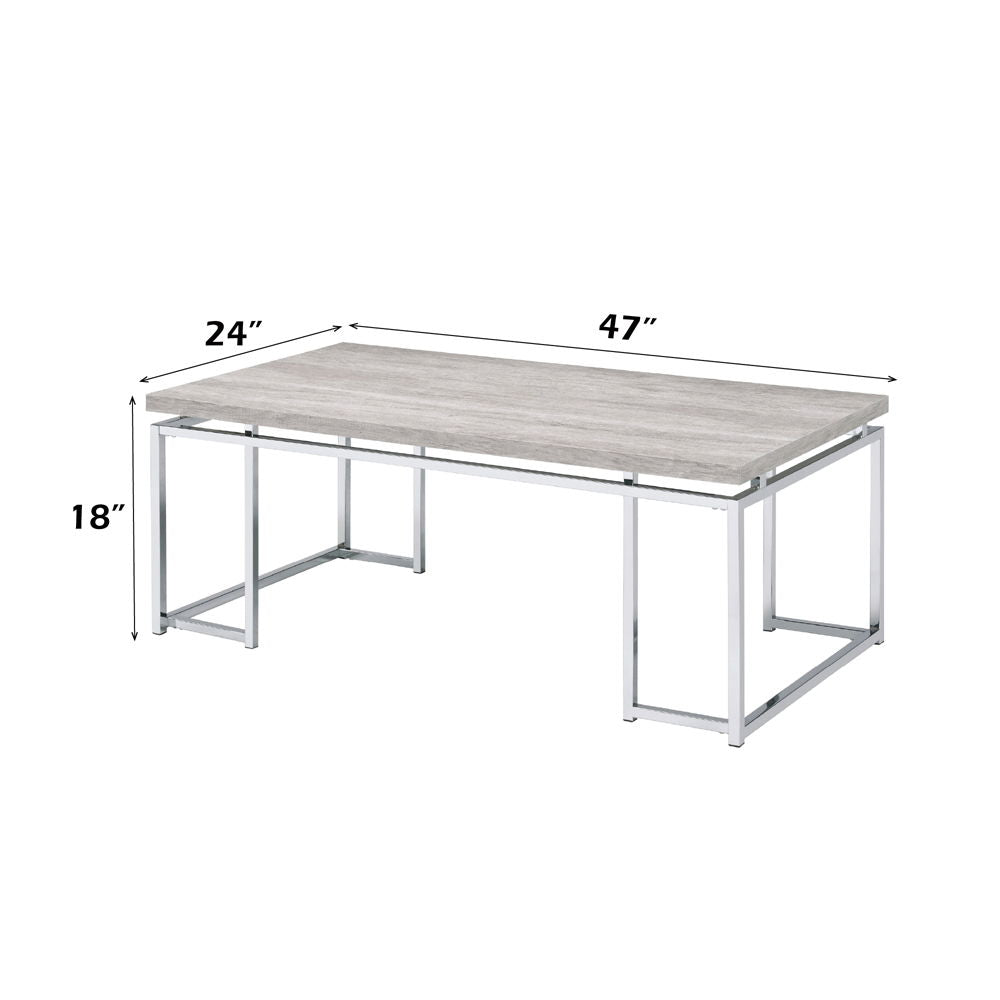 Chafik - Coffee Table - Natural Oak & Chrome