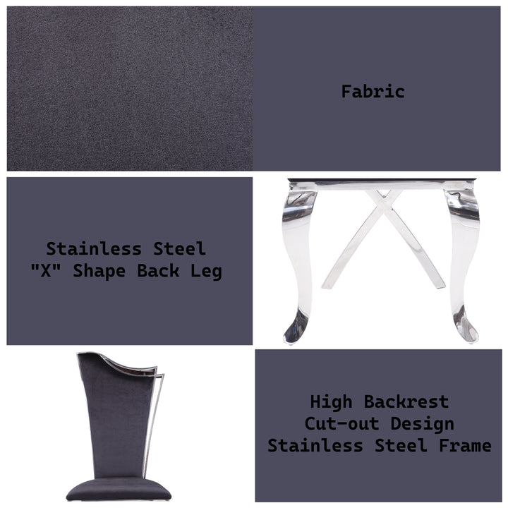 Cyrene Side Chair (Set-2) in Fabric &amp; Stainless Steel - features