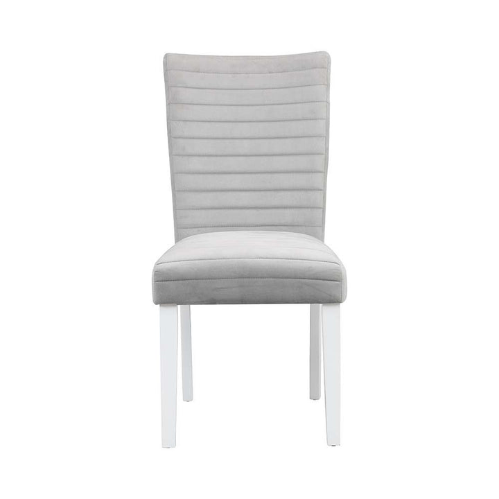Elizaveta - Side Chair Set of 2) - Gray Velvet &White High Gloss