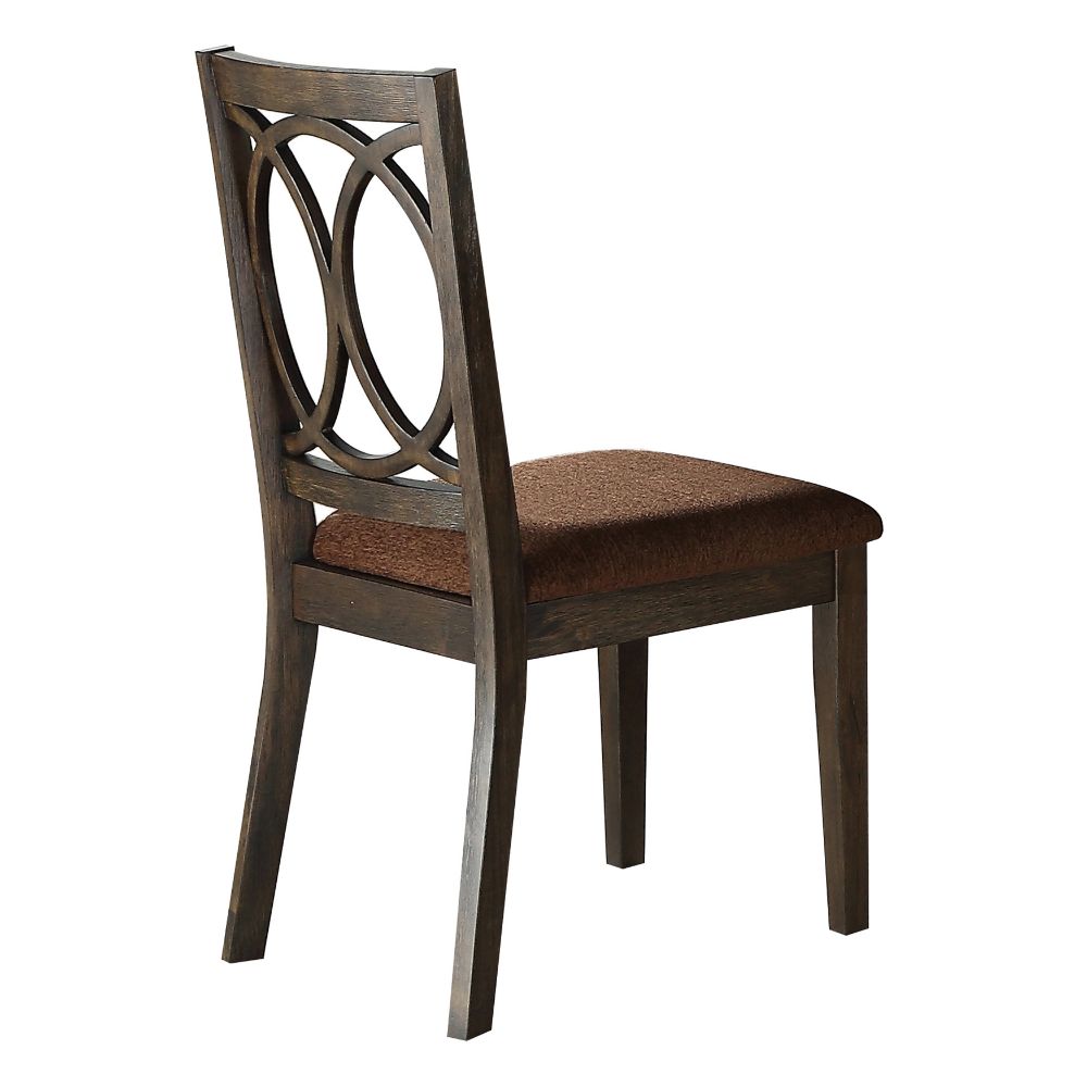 Jameson Side Chair (Set-2) in Brown Fabric & Espresso Finish