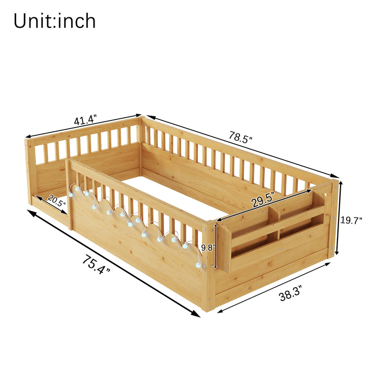 twin-montessori-floor-bed-frame-with-high-rails-and-storage-shelf-natural
