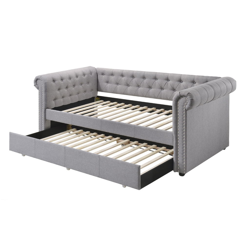 Justice - Twin Daybed With Trundle - Smoke Gray Fabric