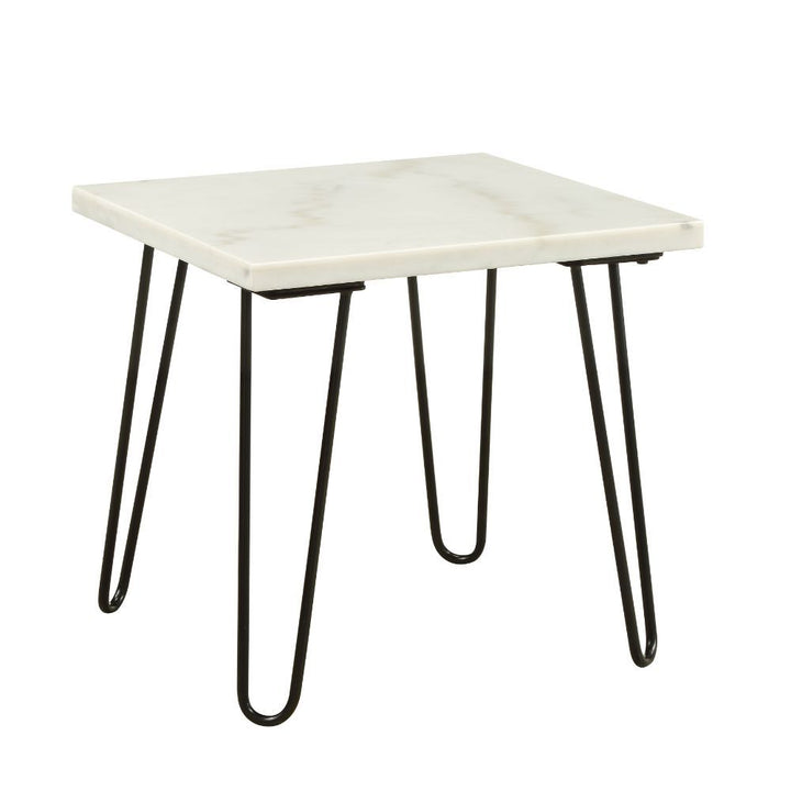 ACME Furniture Telestis End Table White Marble Top & Black