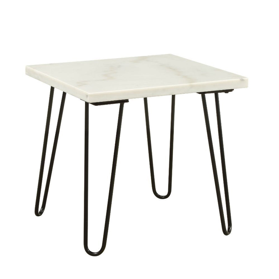 ACME Furniture Telestis End Table White Marble Top & Black