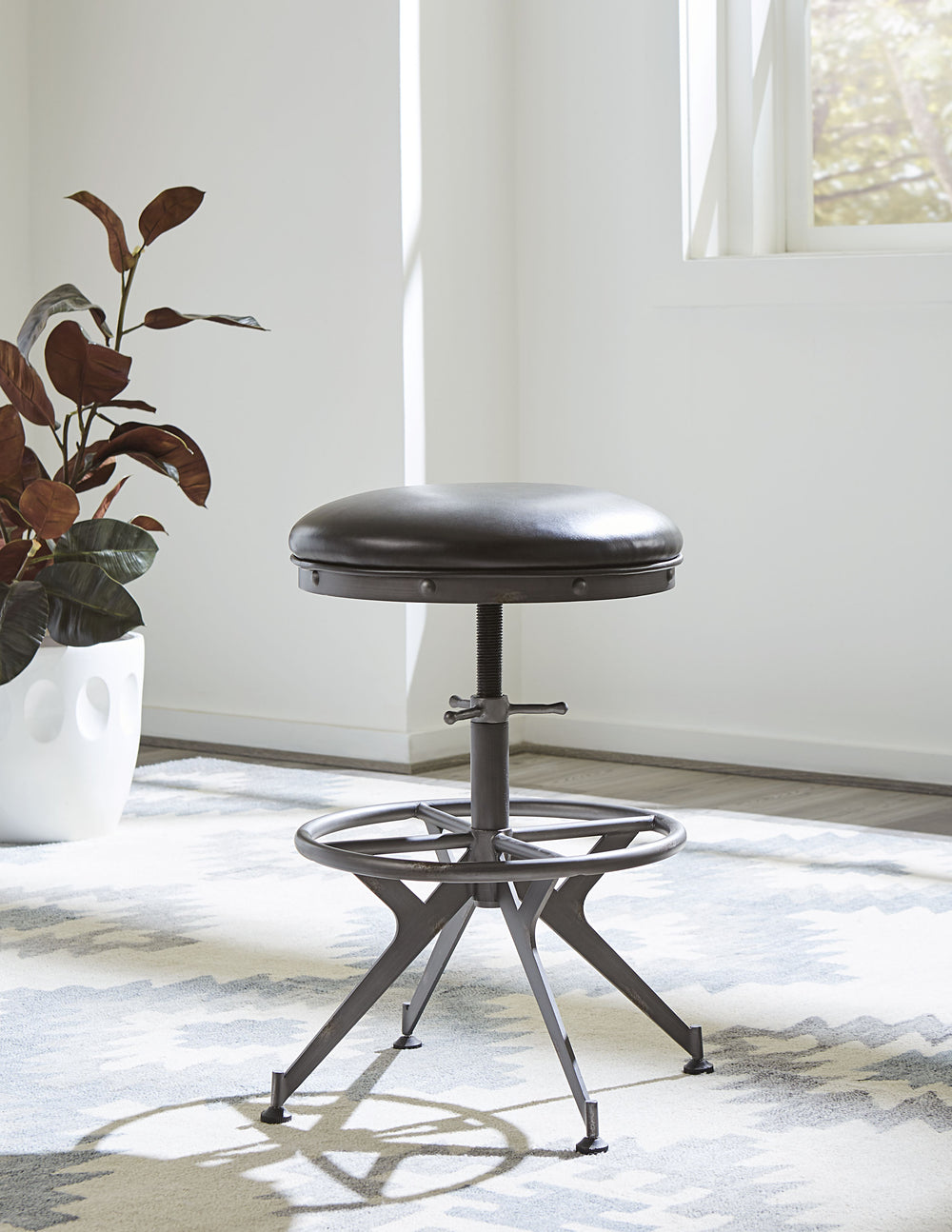 Modus Furniture Ea1217 Medici Desk Stool In Charcoal Brown