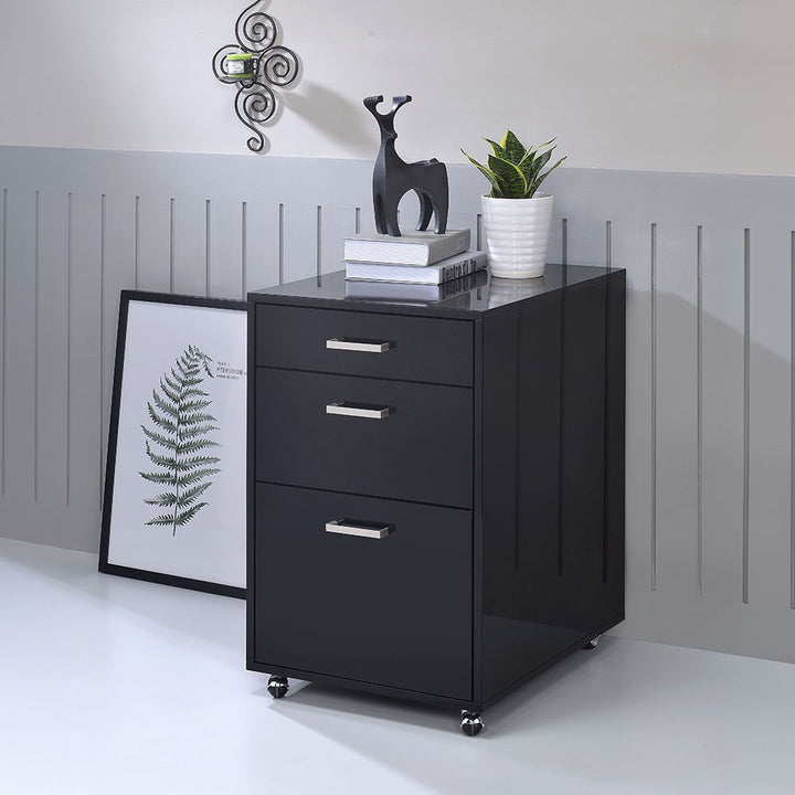 Coleen - Cabinet - Black High Gloss & Chrome
