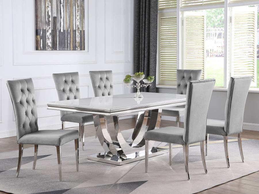 Kerwin - Velvet Upholstered Dining Side Chair  - Gray