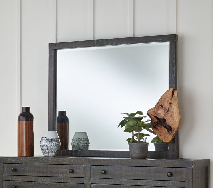 Modus Furniture 8Tr983 Townsend Solid Wood Beveled Glass Mirror In Gunmetal