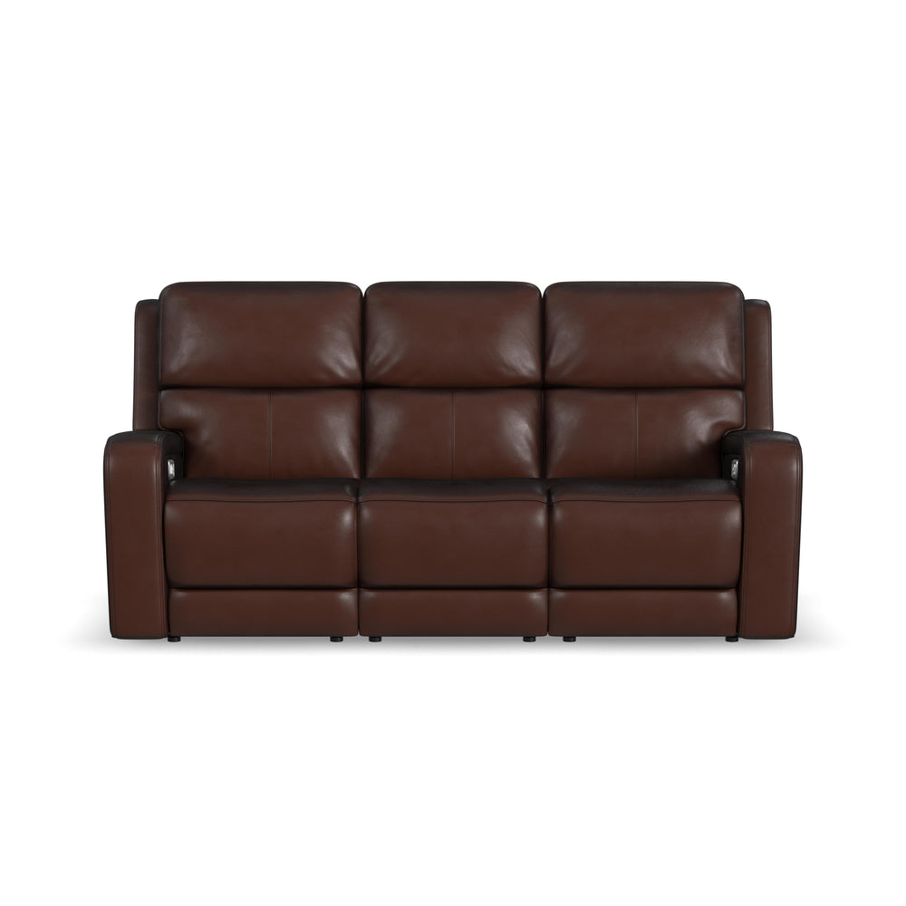 Oasis Leather Power Reclining Sofa with Power Headrests, Lumbar, Heat & Massage in Truffle
