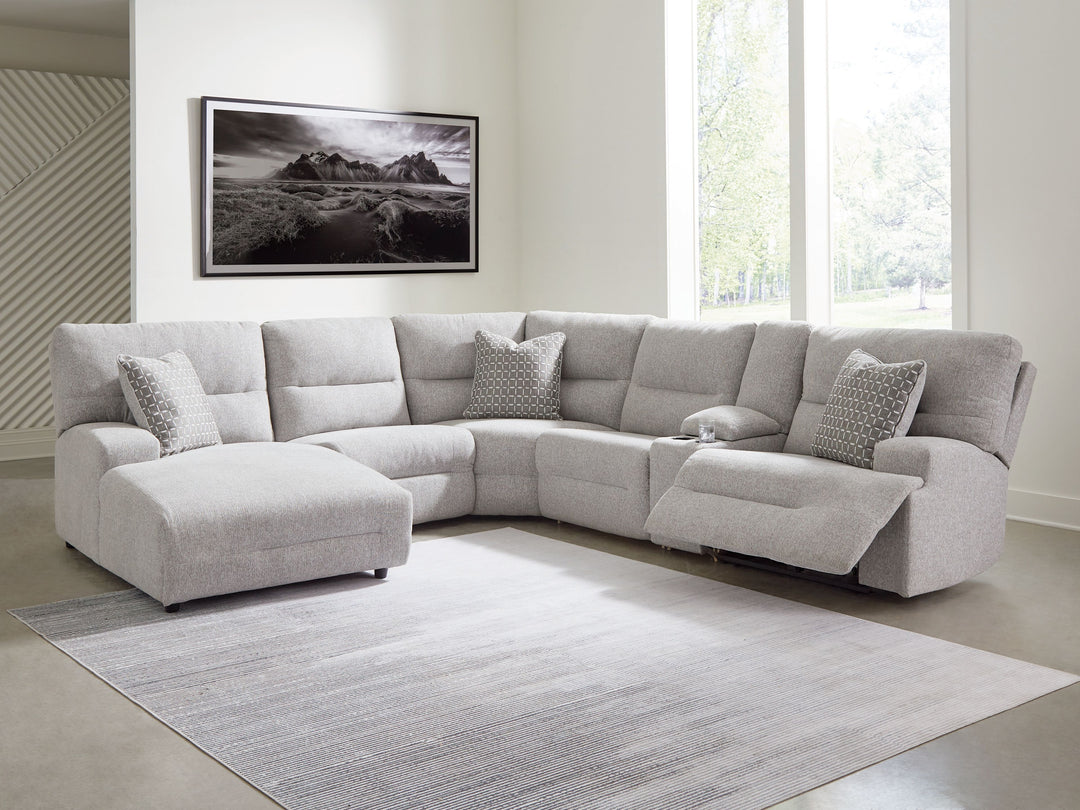 Acklen Place - 6-Piece Power Reclining Sectional With Laf Power Reclining Back Chaise - Pewter by Ashley Furniture product image