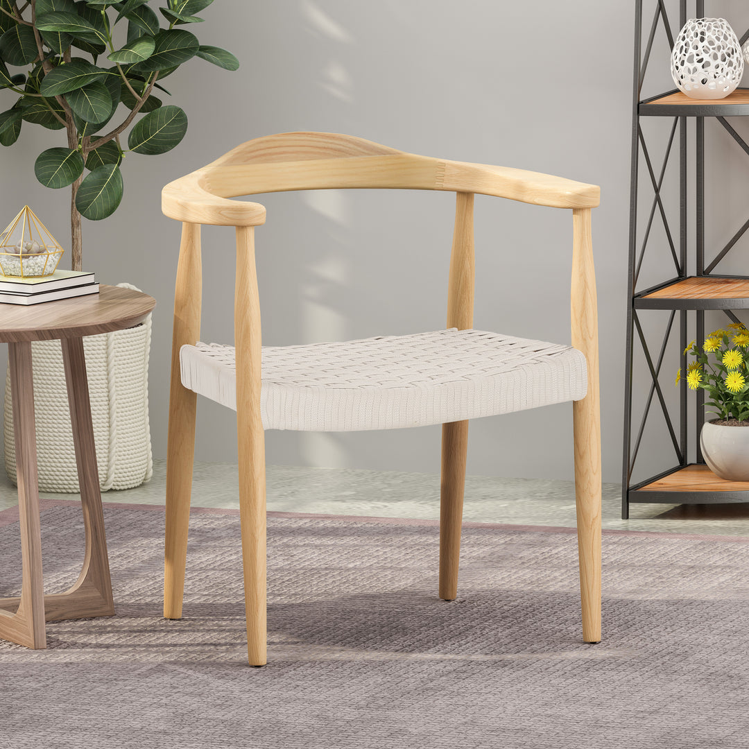 Mid-Century Rope Weave Arm Chair – White