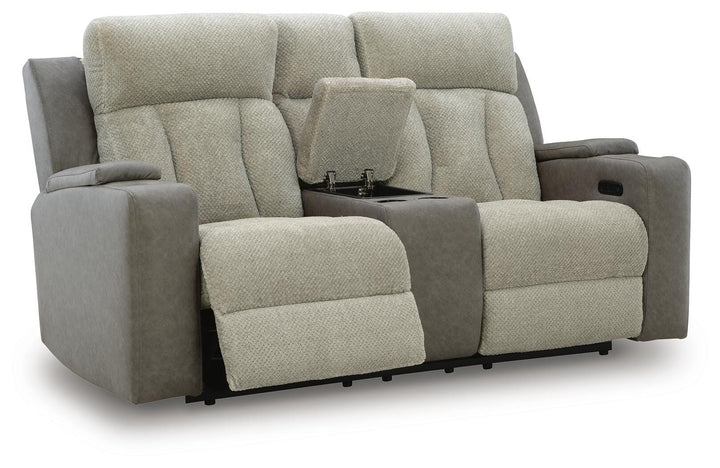 WhipLash Power Reclining Loveseat with Console - Dark Gray (3)