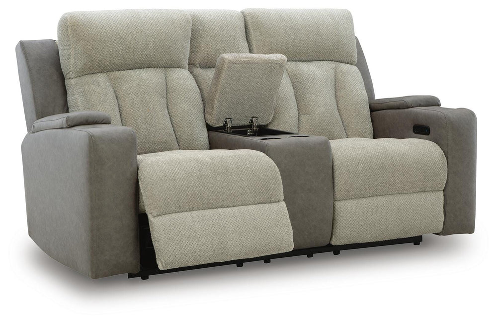 WhipLash Power Reclining Loveseat with Console - Dark Gray (3)