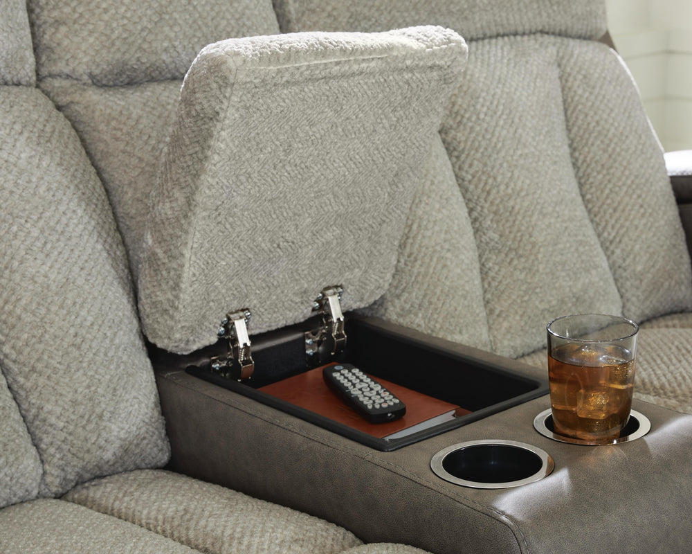 WhipLash Power Reclining Loveseat with Console - Dark Gray (6)