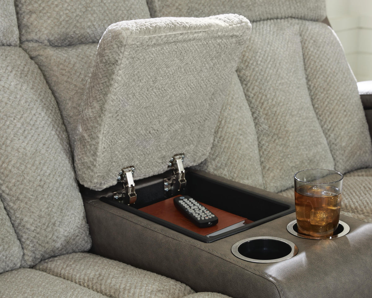 WhipLash Power Reclining Loveseat with Console - Dark Gray (6)