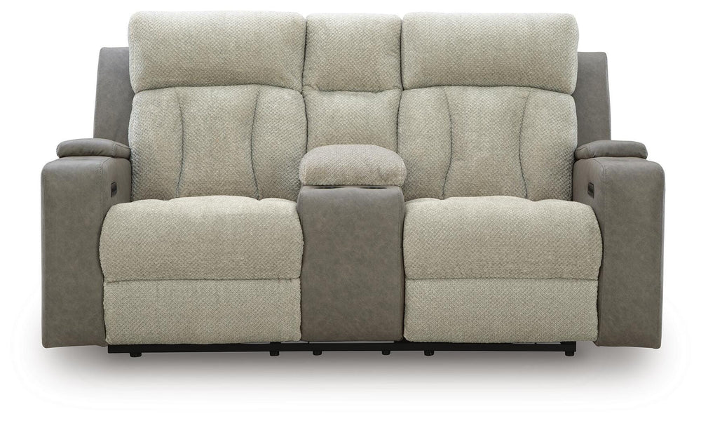 WhipLash Power Reclining Loveseat with Console - Dark Gray (4)