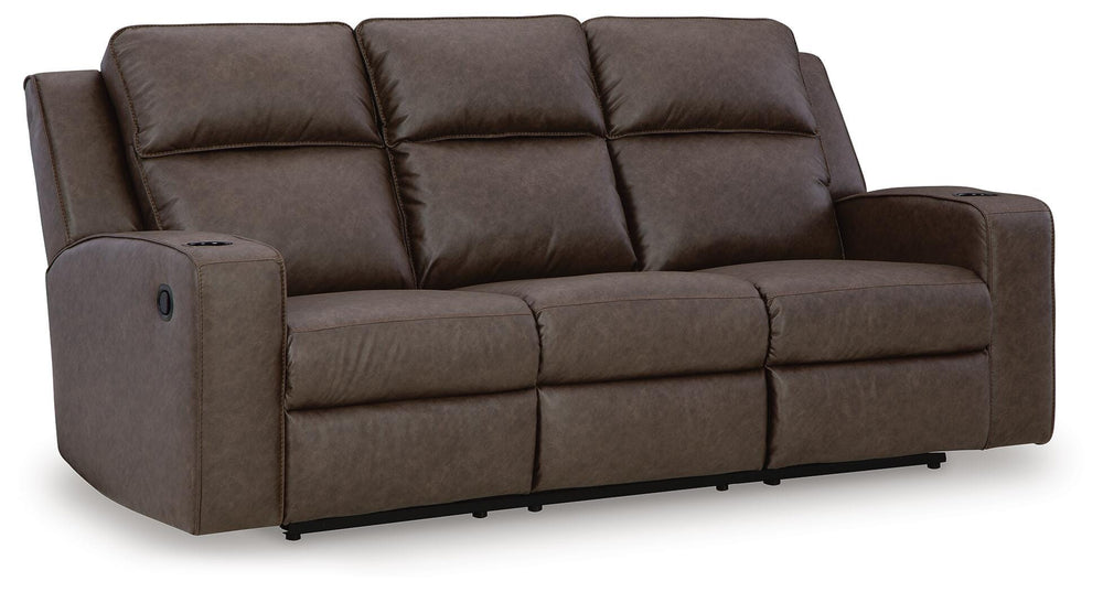 Lavenhorne Reclining Sofa with Drop Down Table - Dark Gray (3)