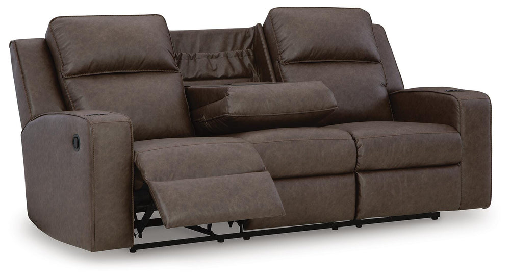 Lavenhorne Reclining Sofa with Drop Down Table - Dark Gray (4)
