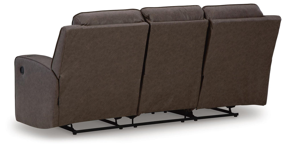 Lavenhorne Reclining Sofa with Drop Down Table - Dark Gray (6)
