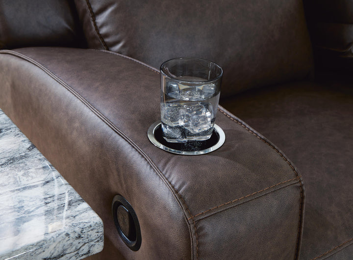 Lavenhorne Reclining Sofa with Drop Down Table - Dark Gray (8)