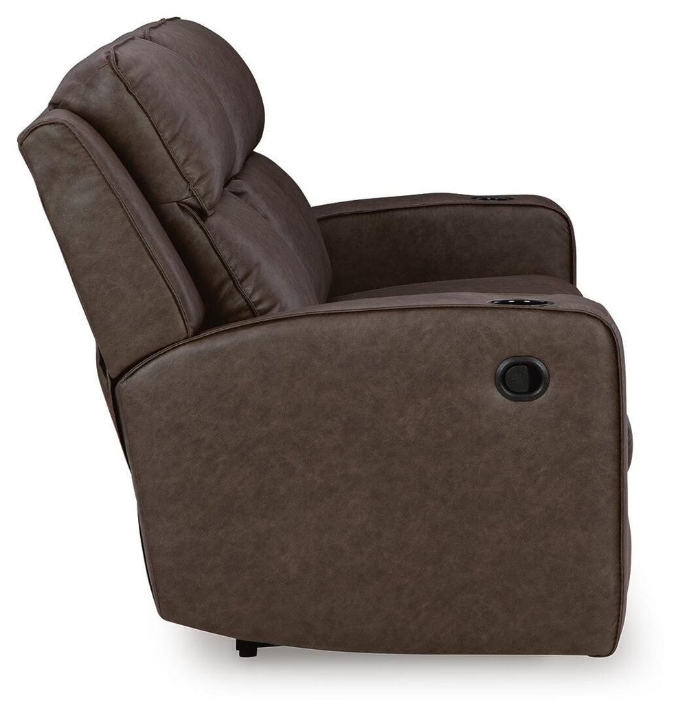 Lavenhorne Reclining Sofa with Drop Down Table - Dark Gray (5)