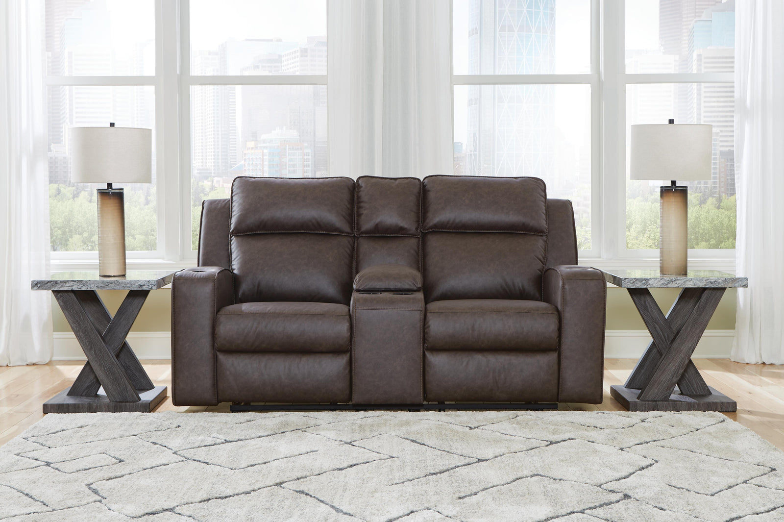Lavenhorne Reclining Loveseat with Console - Dark Gray (2)