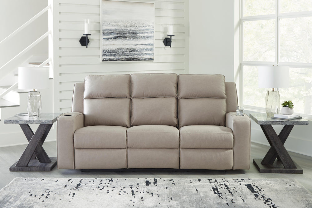 Lavenhorne Reclining Sofa with Drop Down Table - Pearl Silver (2)
