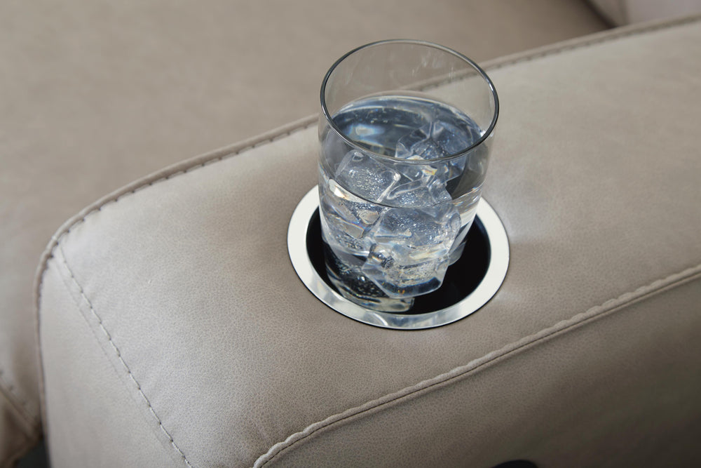 Lavenhorne Reclining Sofa with Drop Down Table - Pearl Silver (8)