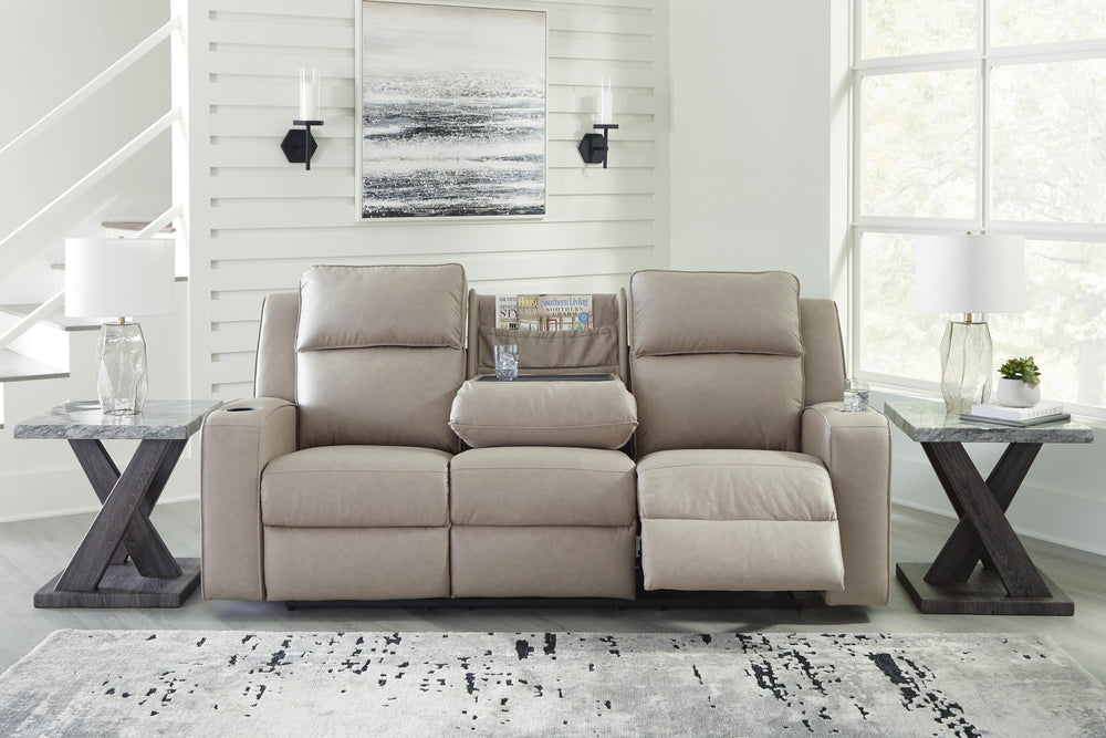 Lavenhorne Reclining Sofa with Drop Down Table - Pearl Silver (7)