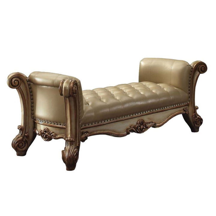 ACME Furniture Vendome Bench Brass Synthetic Leather & Gold Patina