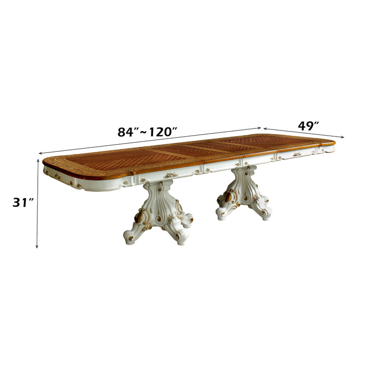 Picardy Dining Table in Antique Pearl &amp; Cherry Oak - dimensions