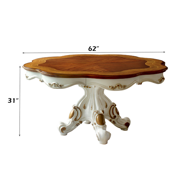 Picardy Dining Table in Antique Pearl &amp; Cherry Oak - dimensions