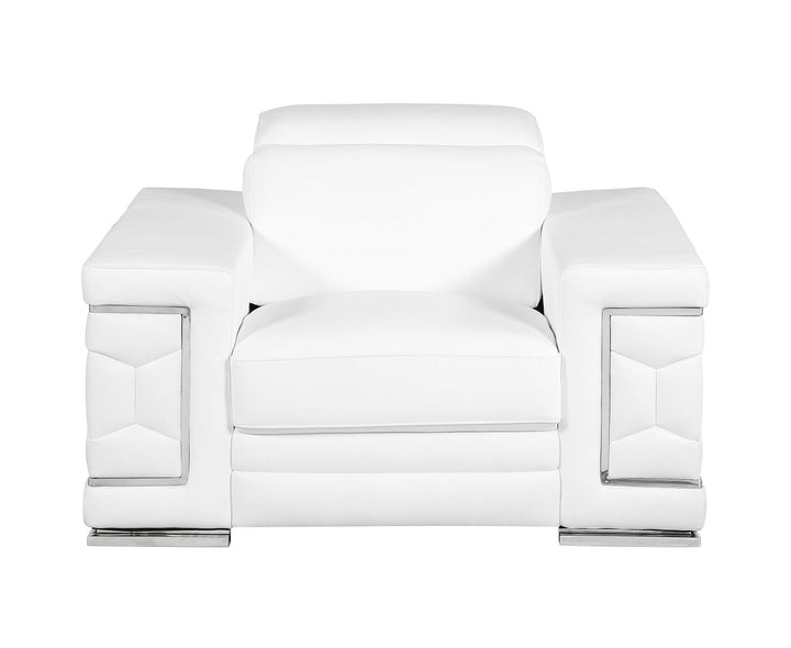 DivanItalia 692 Chair with Adjustable Headrest in Top-Grain Italian Leather - White