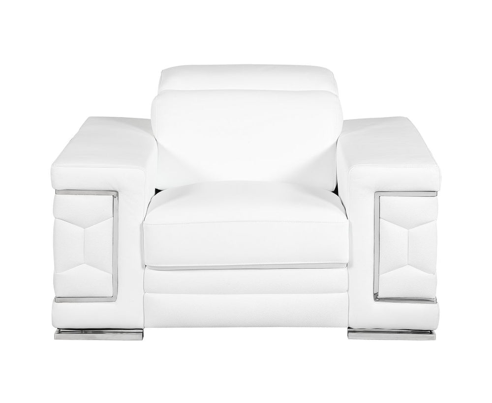 DivanItalia 692 Chair with Adjustable Headrest in Top-Grain Italian Leather - White