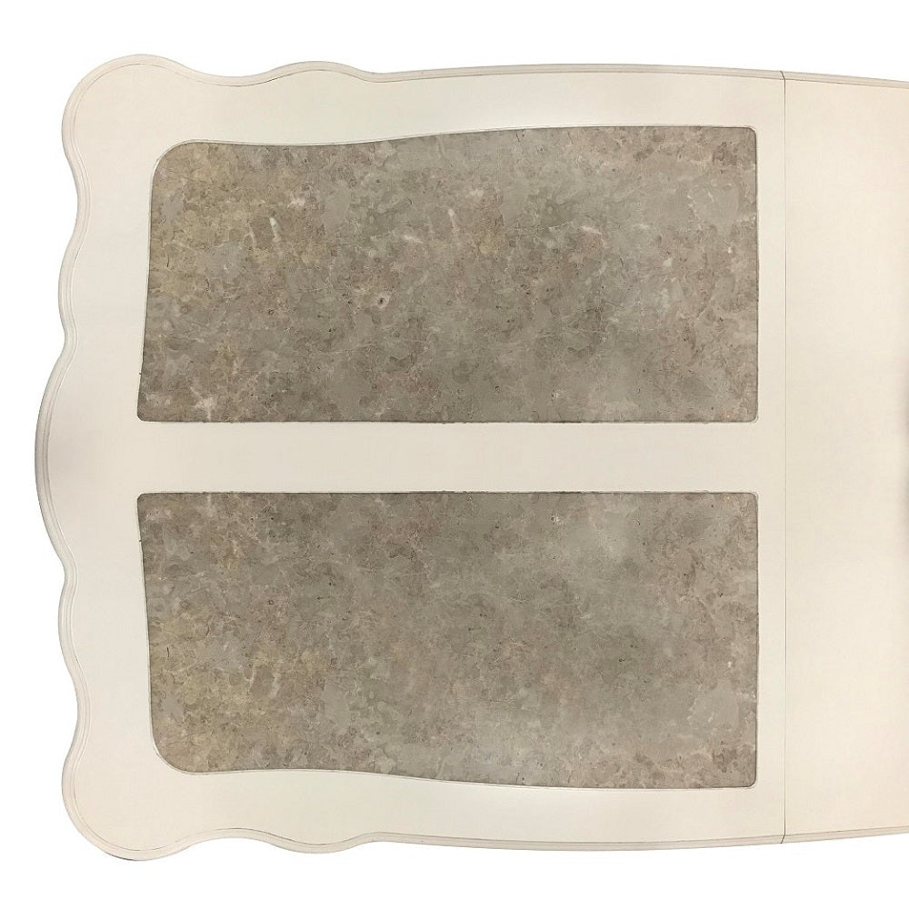 Chantelle Dining Table in Natural Marble Top & Pearl White