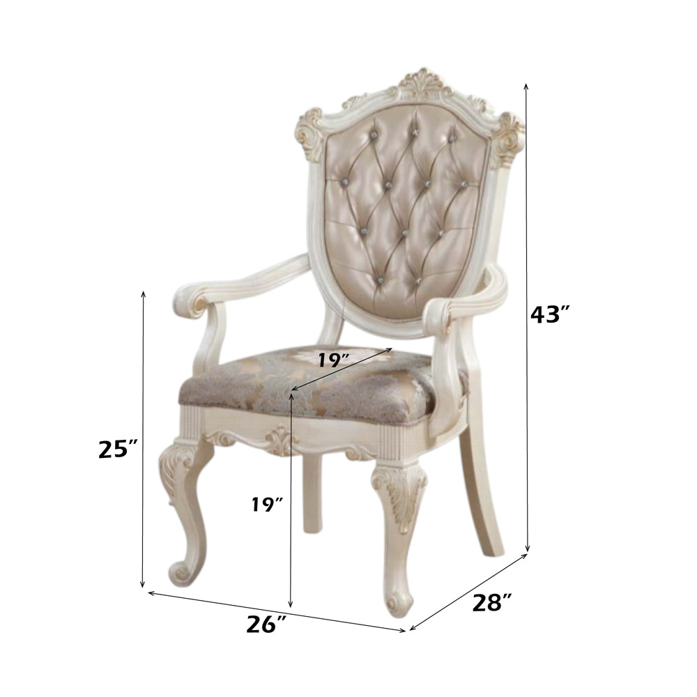 Chantelle Arm Chair (Set-2) in Rose Gold Synthetic Leather & Pearl White Finish - dimensions